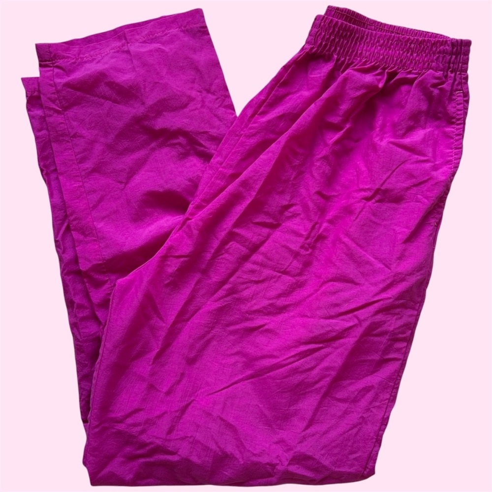 Vintage 90s Lady Footlocker Nylon Track Windbreaker Pants Hot Pink Large